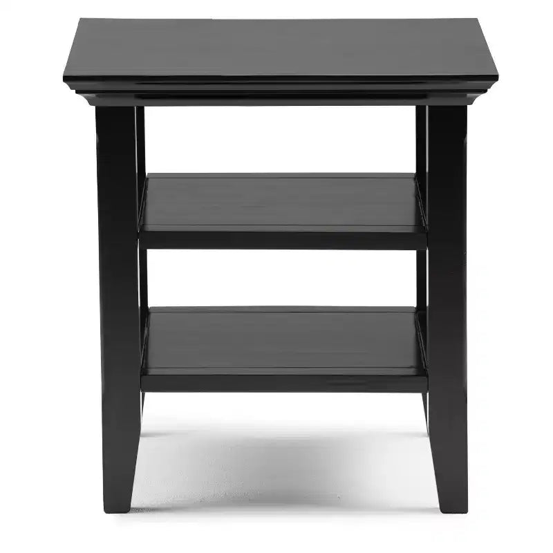 Mesa auxiliar rectangular de 19" con estante – Gris rústico / Negro / Gris desgastado / Marrón rústico / Brunette / Dorado claro / Nogal – 1 pieza