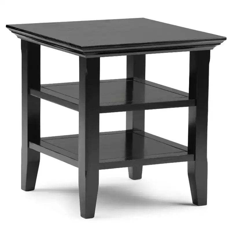 Mesa auxiliar rectangular de 19" con estante – Gris rústico / Negro / Gris desgastado / Marrón rústico / Brunette / Dorado claro / Nogal – 1 pieza