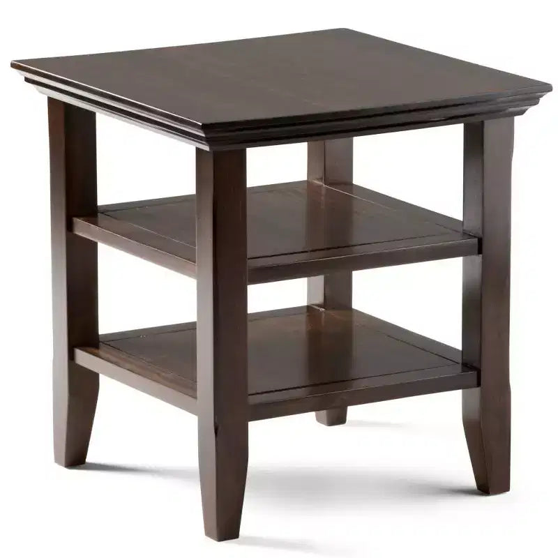 Mesa auxiliar rectangular de 19" con estante – Gris rústico / Negro / Gris desgastado / Marrón rústico / Brunette / Dorado claro / Nogal – 1 pieza