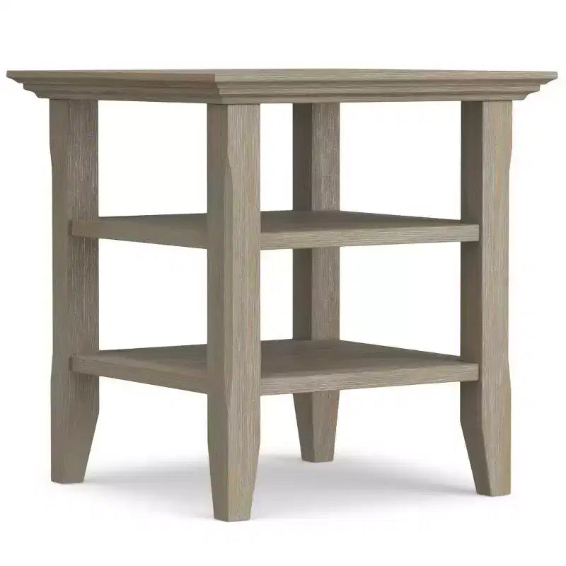 Mesa auxiliar rectangular de 19" con estante – Gris rústico / Negro / Gris desgastado / Marrón rústico / Brunette / Dorado claro / Nogal – 1 pieza