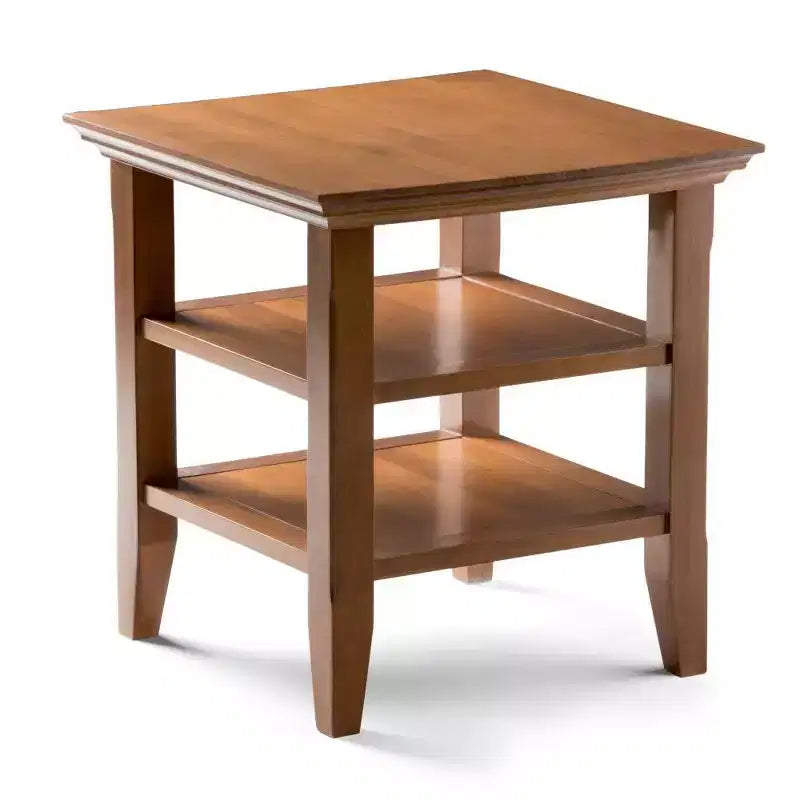 Mesa auxiliar rectangular de 19" con estante – Gris rústico / Negro / Gris desgastado / Marrón rústico / Brunette / Dorado claro / Nogal – 1 pieza