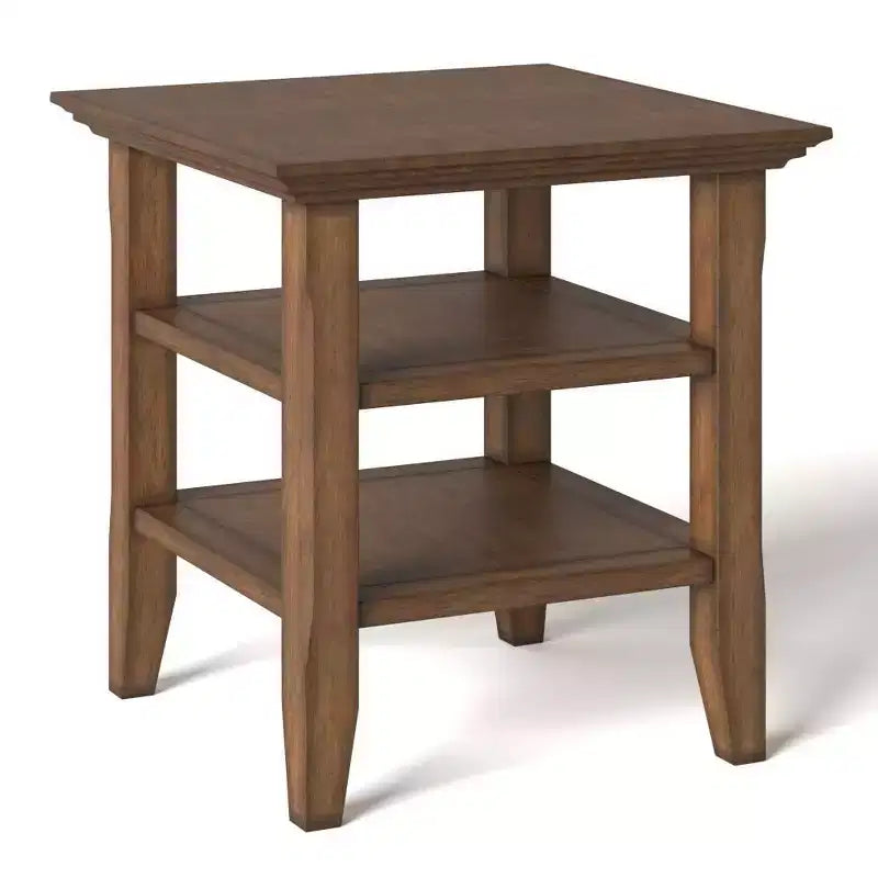 Mesa auxiliar rectangular de 19" con estante – Gris rústico / Negro / Gris desgastado / Marrón rústico / Brunette / Dorado claro / Nogal – 1 pieza
