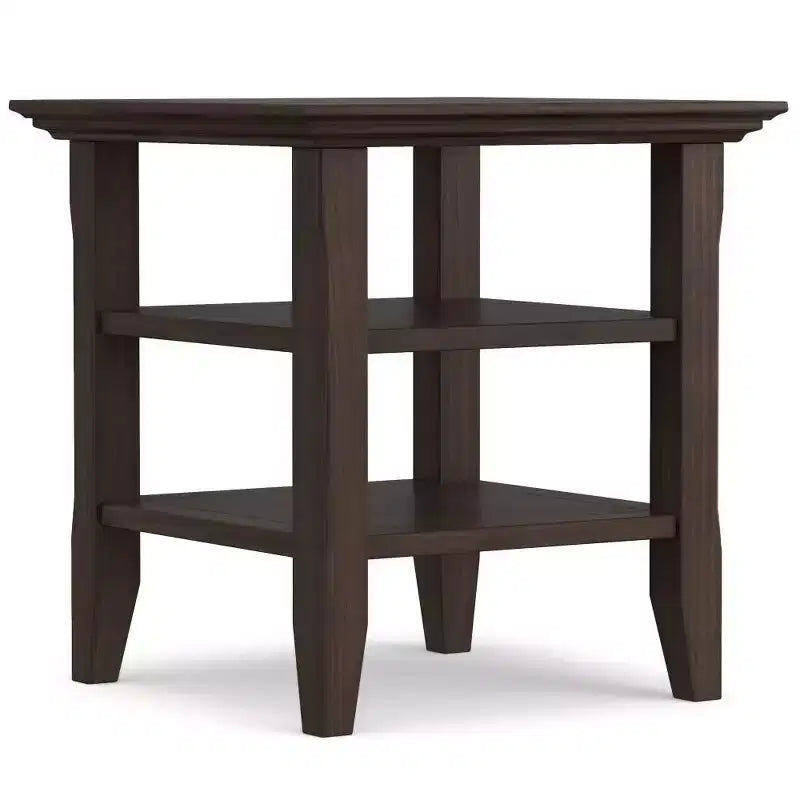Mesa auxiliar rectangular de 19" con estante – Gris rústico / Negro / Gris desgastado / Marrón rústico / Brunette / Dorado claro / Nogal – 1 pieza