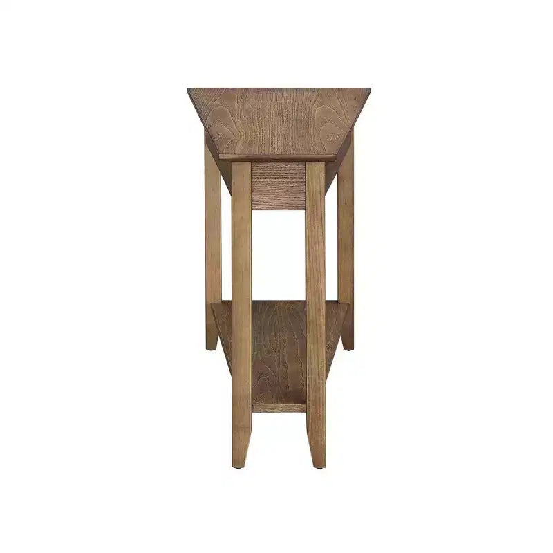Cerezo / Negro / Espresso / Blanco / Madera flotante — Mesa auxiliar triangular en cuña con estante, 1 persona