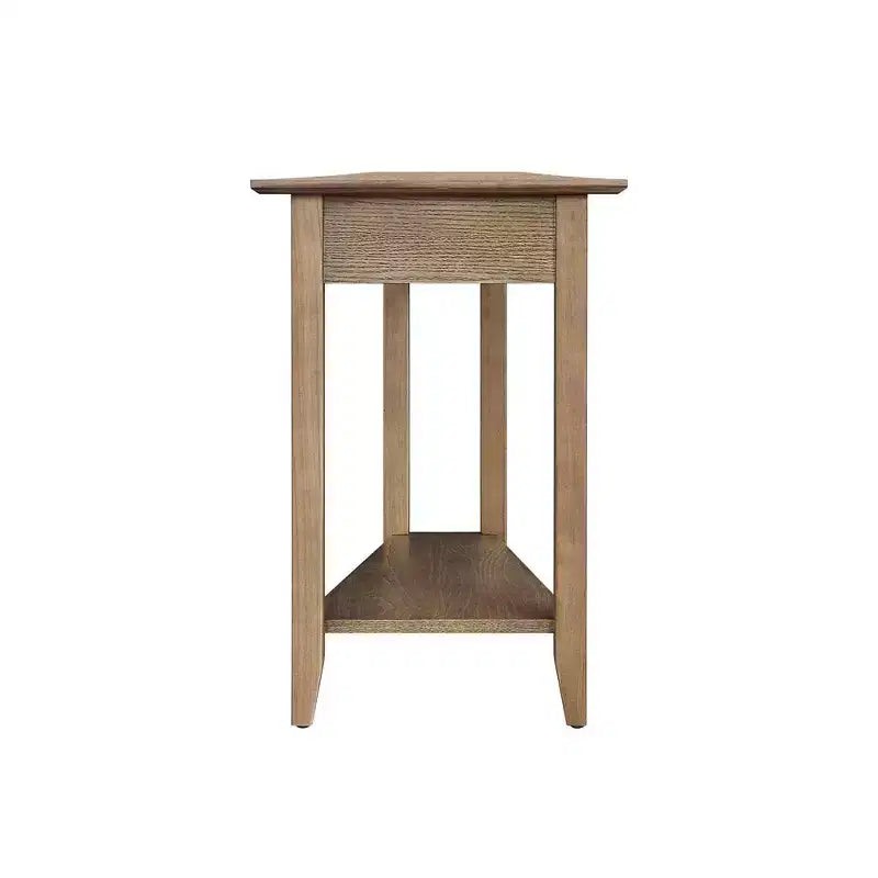 Cerezo / Negro / Espresso / Blanco / Madera flotante — Mesa auxiliar triangular en cuña con estante, 1 persona
