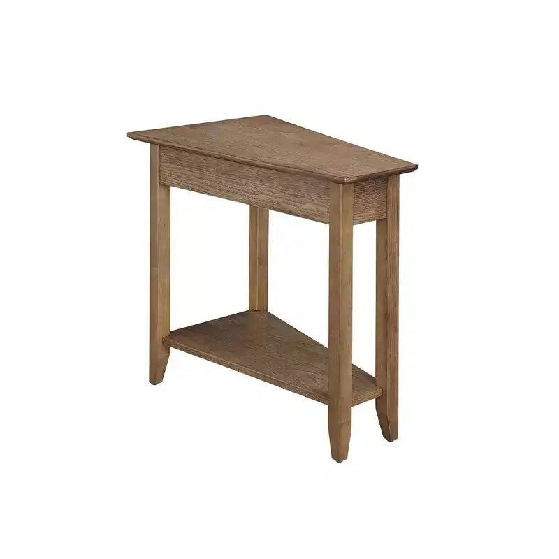 Cerezo / Negro / Espresso / Blanco / Madera flotante — Mesa auxiliar triangular en cuña con estante, 1 persona