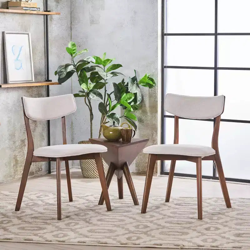 Sillas de comedor tapizadas de mediados de siglo (Juego de 2) - Gris oscuro / Té verde / Beige / Menta