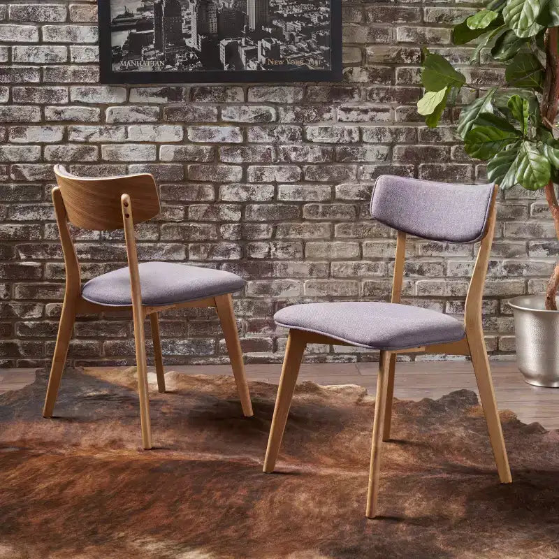 Sillas de comedor tapizadas de mediados de siglo (Juego de 2) - Gris oscuro / Té verde / Beige / Menta
