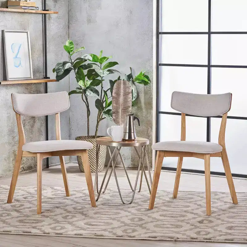 Sillas de comedor tapizadas de mediados de siglo (Juego de 2) - Gris oscuro / Té verde / Beige / Menta