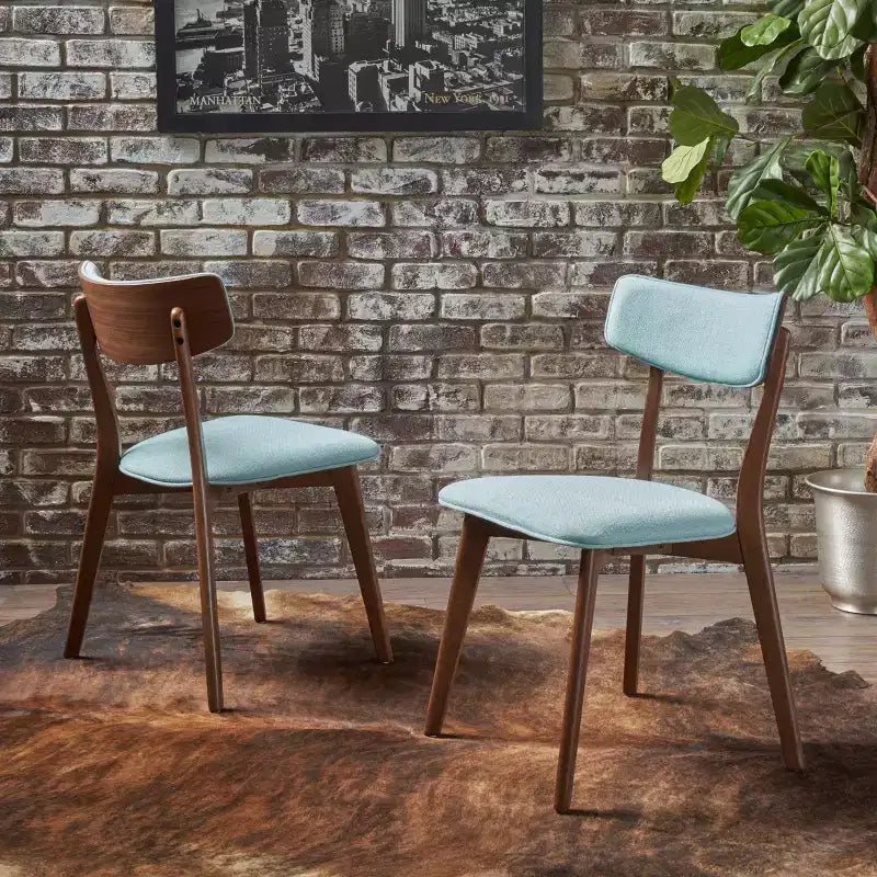 Sillas de comedor tapizadas de mediados de siglo (Juego de 2) - Gris oscuro / Té verde / Beige / Menta