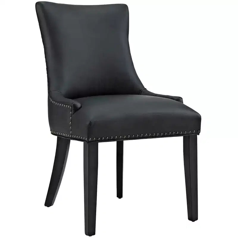Silla de comedor individual tapizada en piel sintética blanca y negra