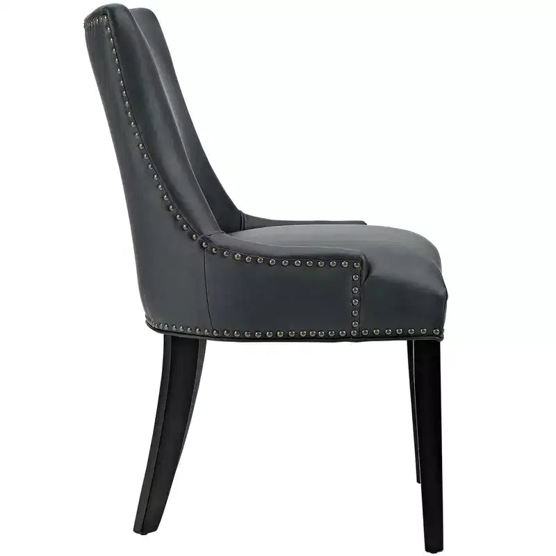 Silla de comedor individual tapizada en piel sintética blanca y negra