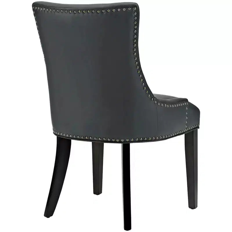 Silla de comedor individual tapizada en piel sintética blanca y negra