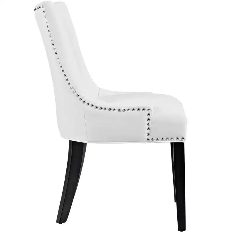 Silla de comedor individual tapizada en piel sintética blanca y negra