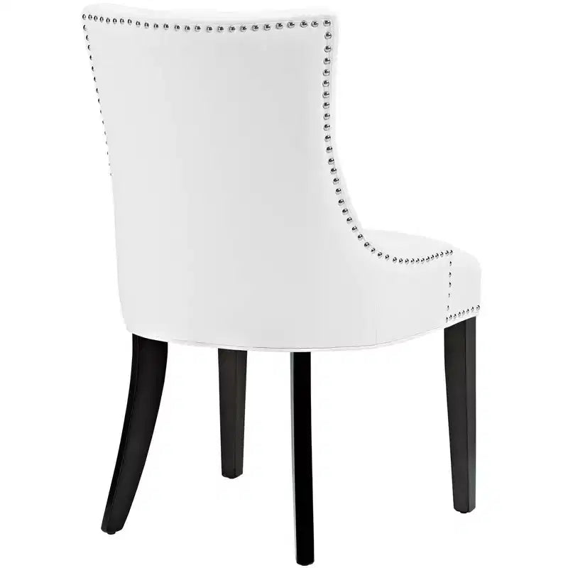 Silla de comedor individual tapizada en piel sintética blanca y negra
