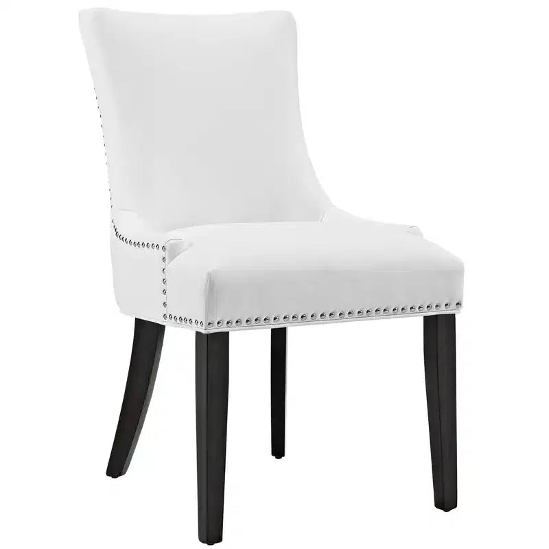 Silla de comedor individual tapizada en piel sintética blanca y negra