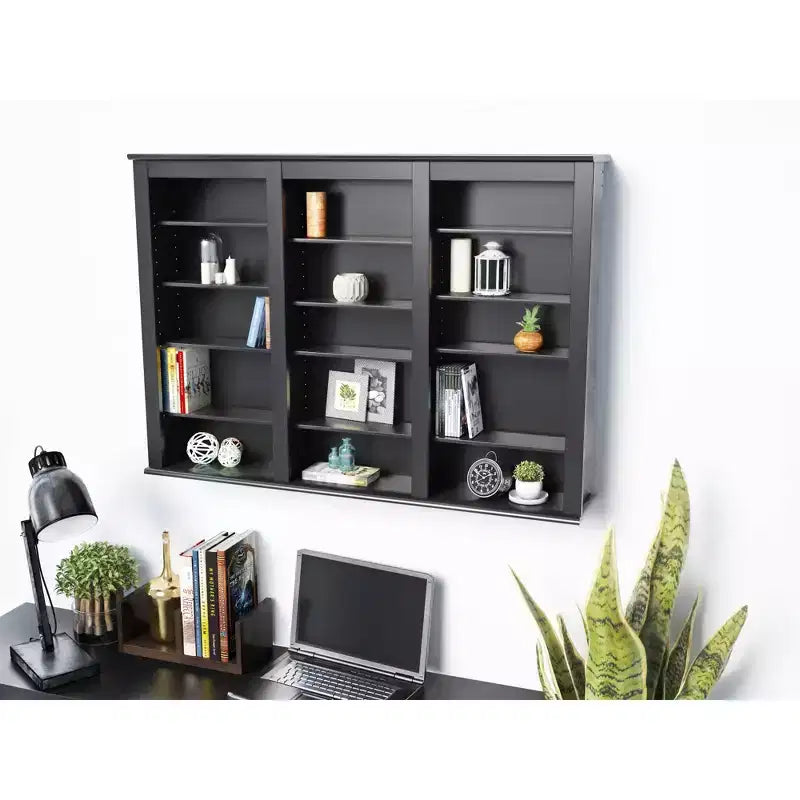 Torre de almacenamiento multimedia Espresso de pared – 15 estantes, montaje para 1-2 personas
