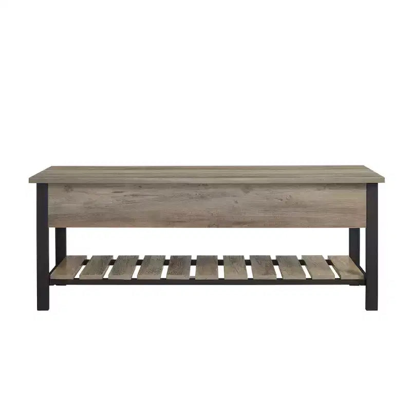 Banco de almacenamiento de 48" con zapatero – Madera de granero / Lavado gris / Nogal oscuro, Capacidad para 2 personas