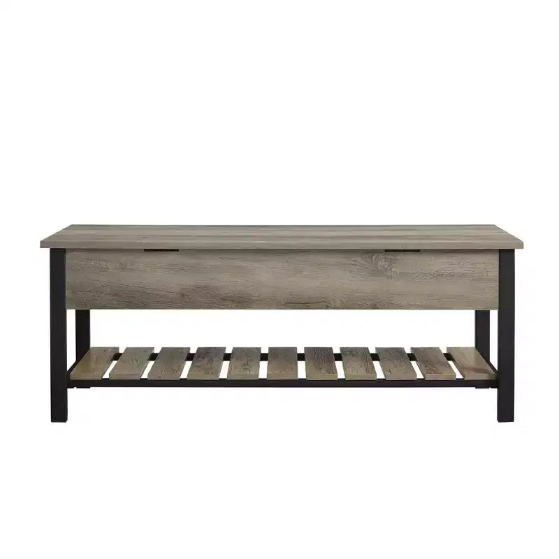 Banco de almacenamiento de 48" con zapatero – Madera de granero / Lavado gris / Nogal oscuro, Capacidad para 2 personas