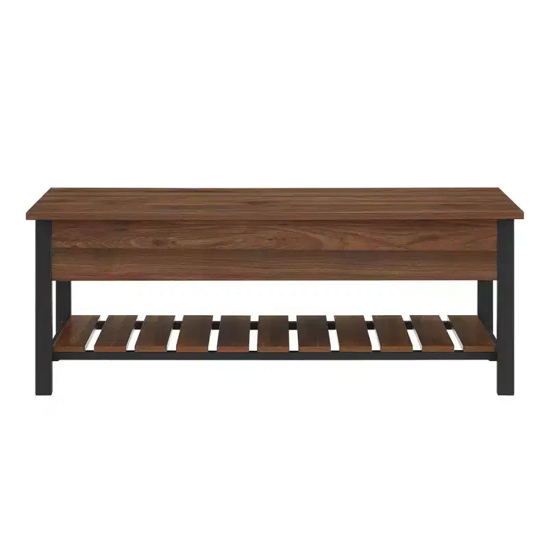 Banco de almacenamiento de 48" con zapatero – Madera de granero / Lavado gris / Nogal oscuro, Capacidad para 2 personas