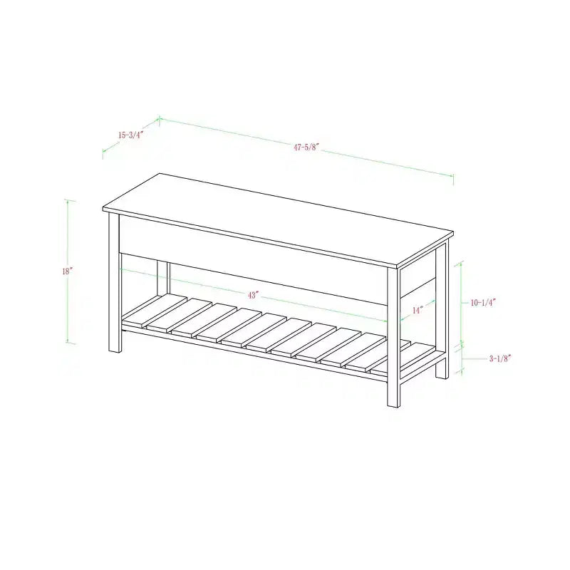 Banco de almacenamiento de 48" con zapatero – Madera de granero / Lavado gris / Nogal oscuro, Capacidad para 2 personas