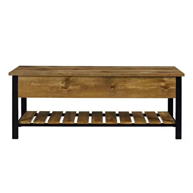 Banco de almacenamiento de 48" con zapatero – Madera de granero / Lavado gris / Nogal oscuro, Capacidad para 2 personas