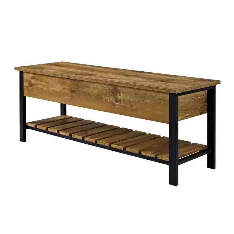 Banco de almacenamiento de 48" con zapatero – Madera de granero / Lavado gris / Nogal oscuro, Capacidad para 2 personas