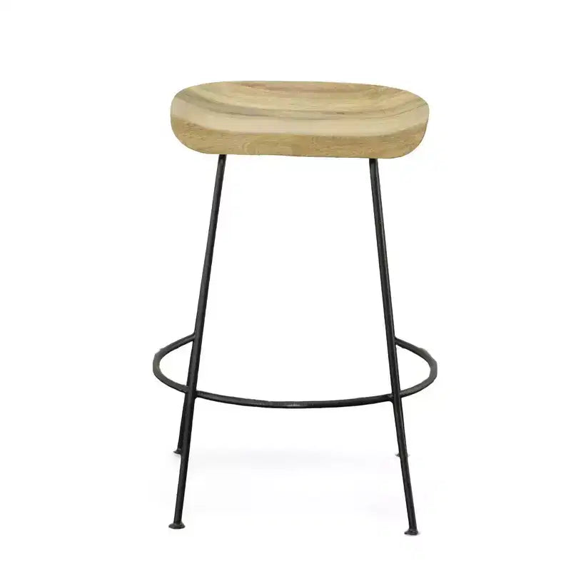 Taburete de barra de altura natural, juego de 2 — Estructura en blanco y negro