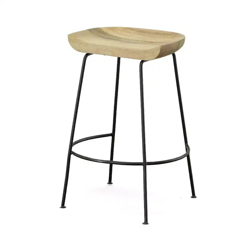Taburete de barra de altura natural, juego de 2 — Estructura en blanco y negro