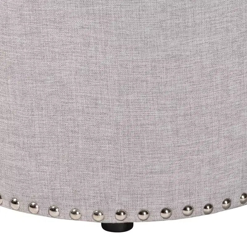 Otomana redonda tapizada gris / gris claro – Asientos para 1