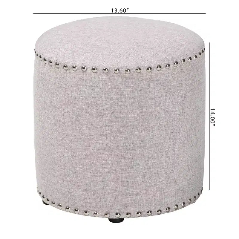 Otomana redonda tapizada gris / gris claro – Asientos para 1