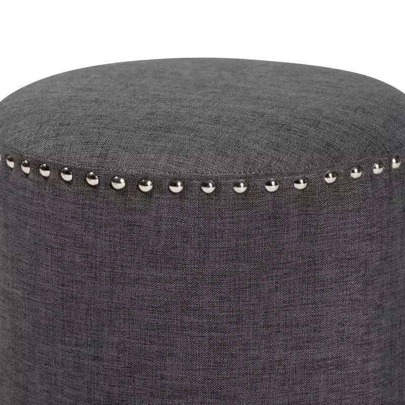 Otomana redonda tapizada gris / gris claro – Asientos para 1