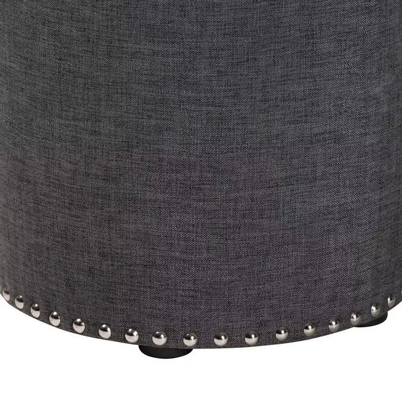 Otomana redonda tapizada gris / gris claro – Asientos para 1