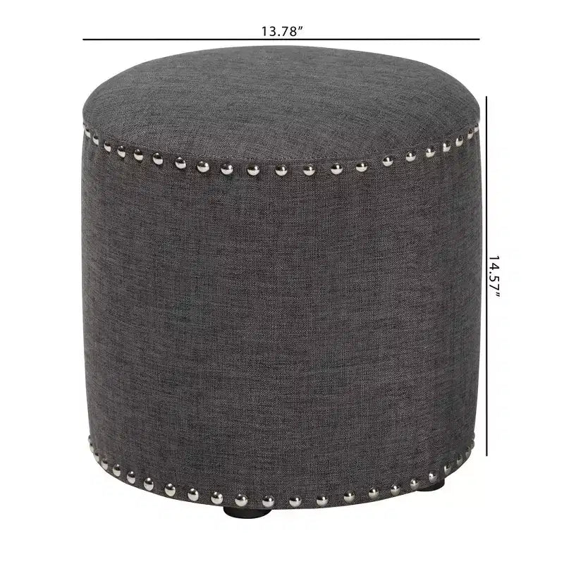 Otomana redonda tapizada gris / gris claro – Asientos para 1
