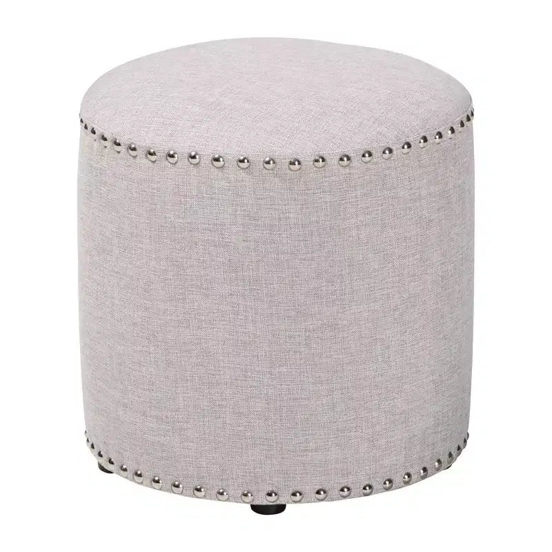 Otomana redonda tapizada gris / gris claro – Asientos para 1