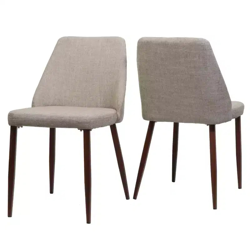 Sillas de comedor tapizadas de estilo mid-century, color trigo/gris claro, juego de 2
