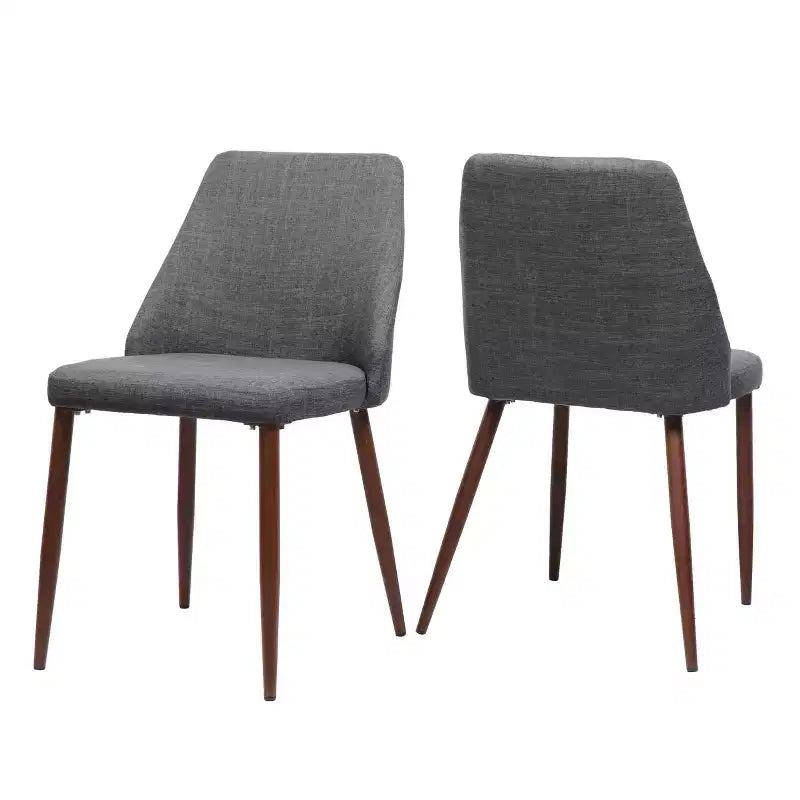 Sillas de comedor tapizadas de estilo mid-century, color trigo/gris claro, juego de 2