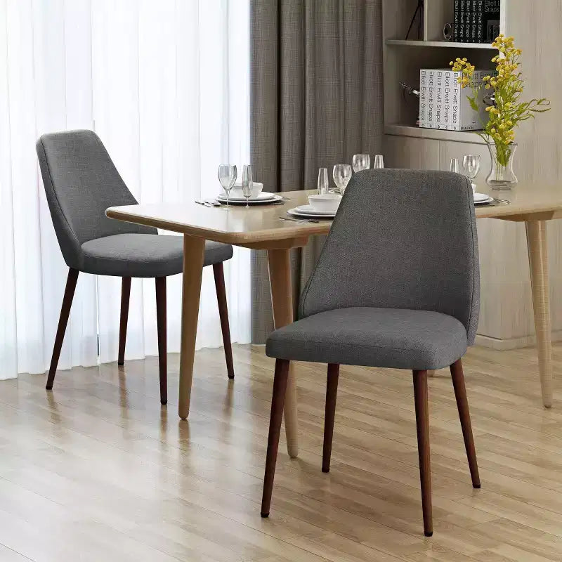 Sillas de comedor tapizadas de estilo mid-century, color trigo/gris claro, juego de 2