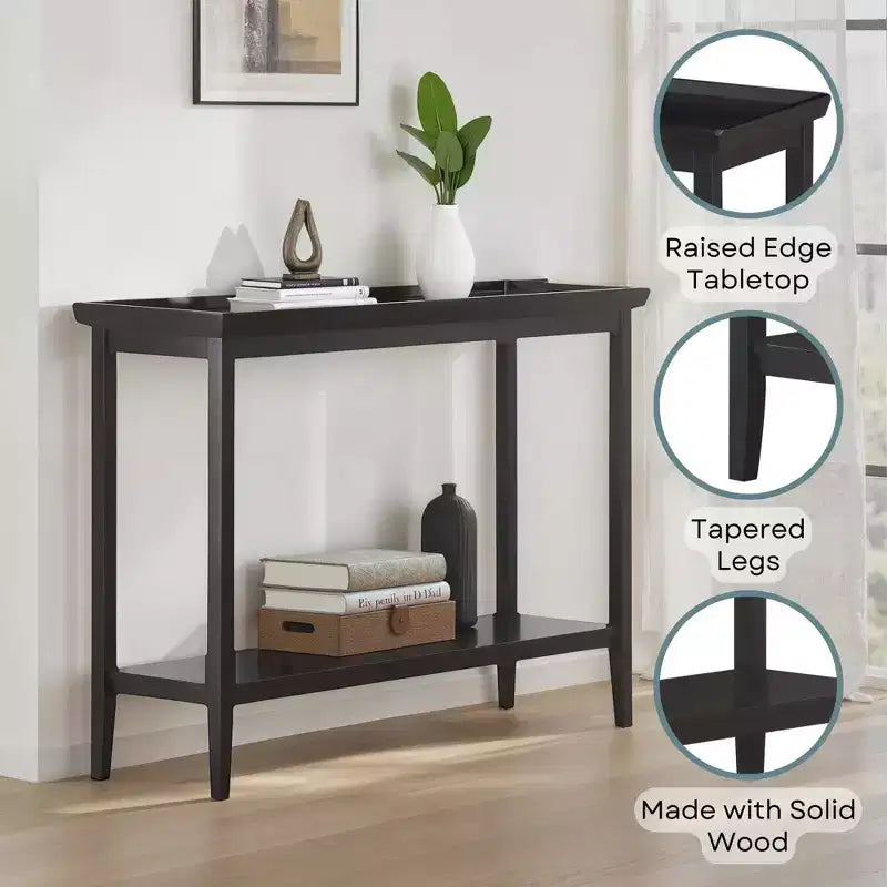 Mesa consola negra / expreso / gris oscuro con estante, montaje para 1 persona