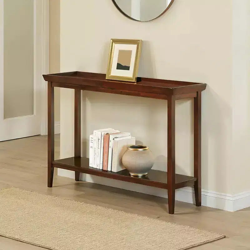 Mesa consola negra / expreso / gris oscuro con estante, montaje para 1 persona