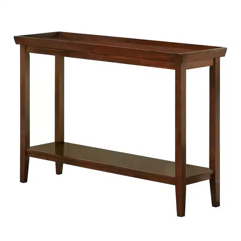 Mesa consola negra / expreso / gris oscuro con estante, montaje para 1 persona