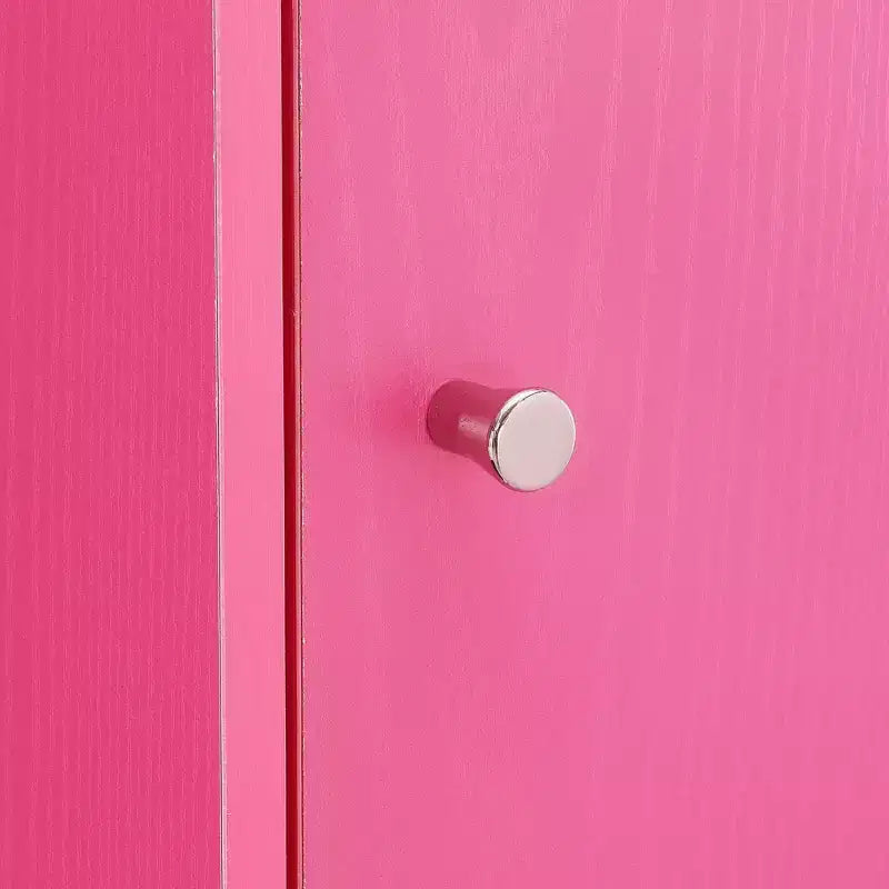 Armario de almacenamiento de 1 puerta – Cerezo / Blanco / Abedul sintético / Mármol blanco / Rosa, 2 estantes, individual