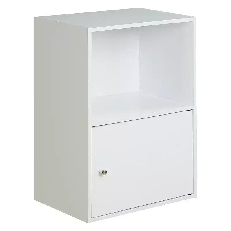 Armario de almacenamiento de 1 puerta – Cerezo / Blanco / Abedul sintético / Mármol blanco / Rosa, 2 estantes, individual