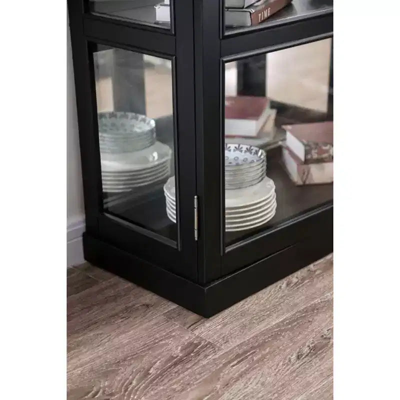 Vitrina blanca de 2 puertas de cristal templado con 4 estantes