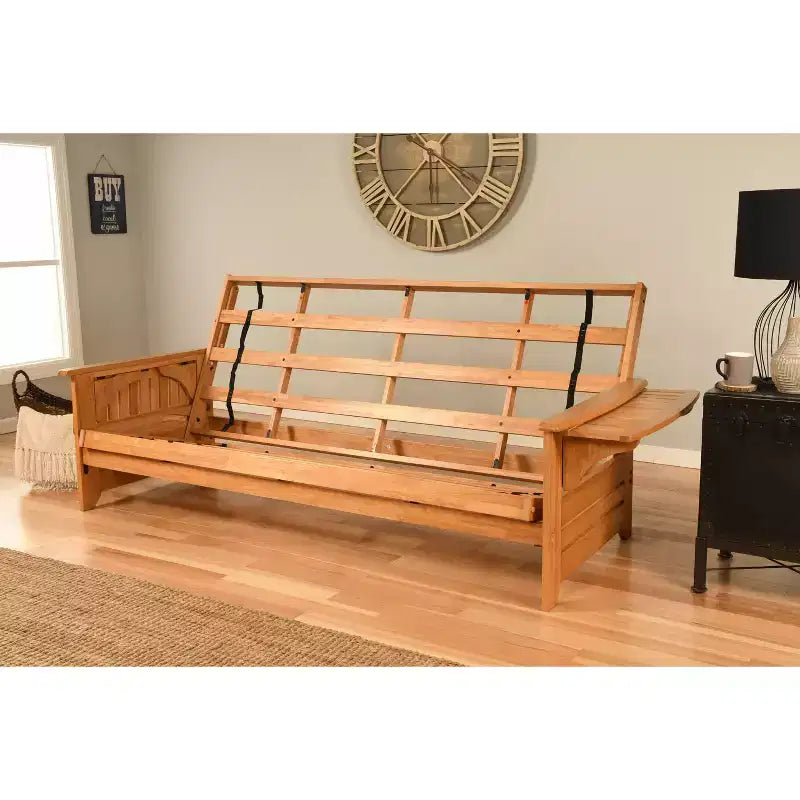 Sofá Cama Futón Queen con Colchón de Resortes, Gamuza Azul Marino/Turba, Asientos 3