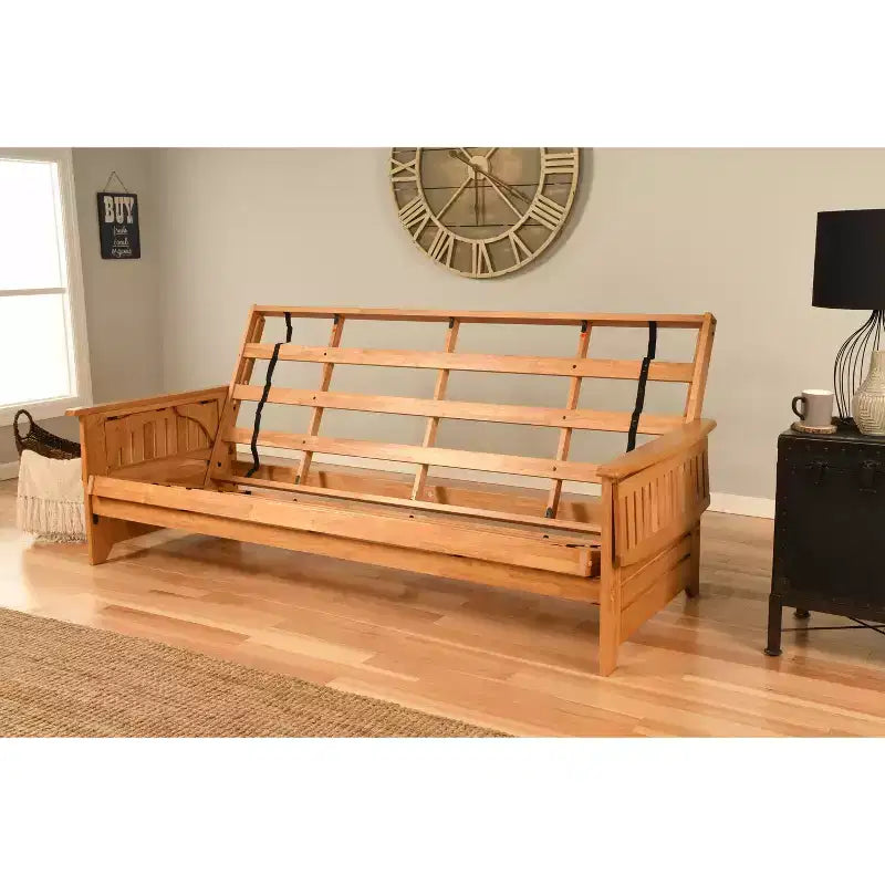 Sofá Cama Futón Queen con Colchón de Resortes, Gamuza Azul Marino/Turba, Asientos 3