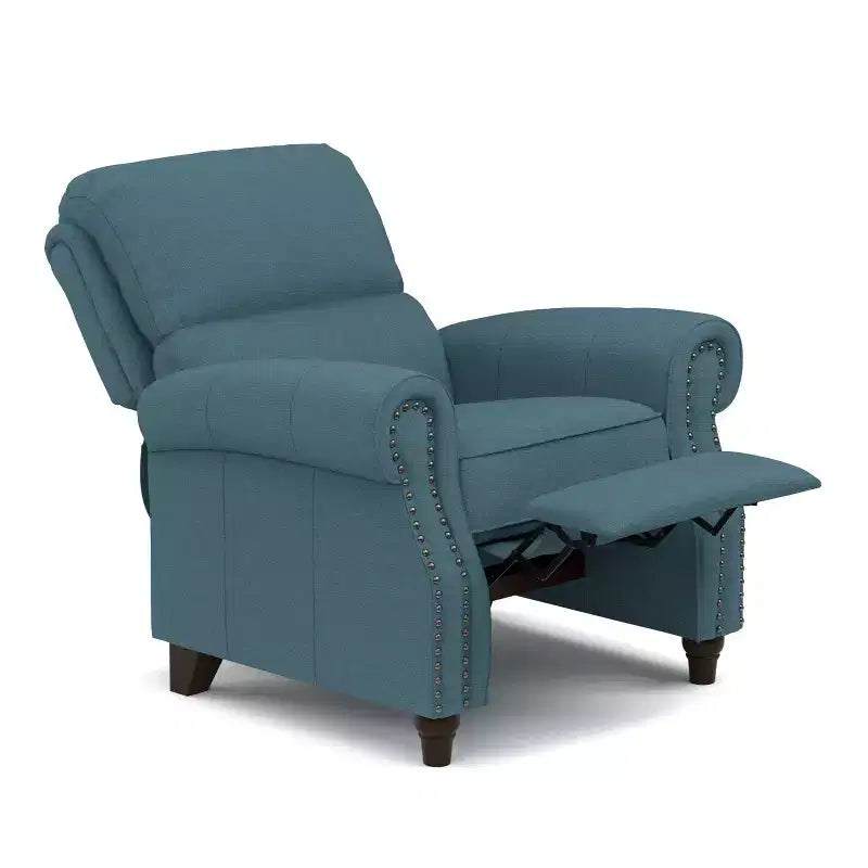 Sillón reclinable "push-back" gris paloma/azul para 1 persona
