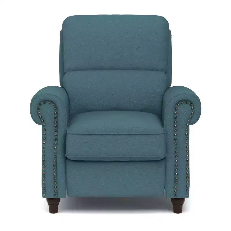 Sillón reclinable "push-back" gris paloma/azul para 1 persona
