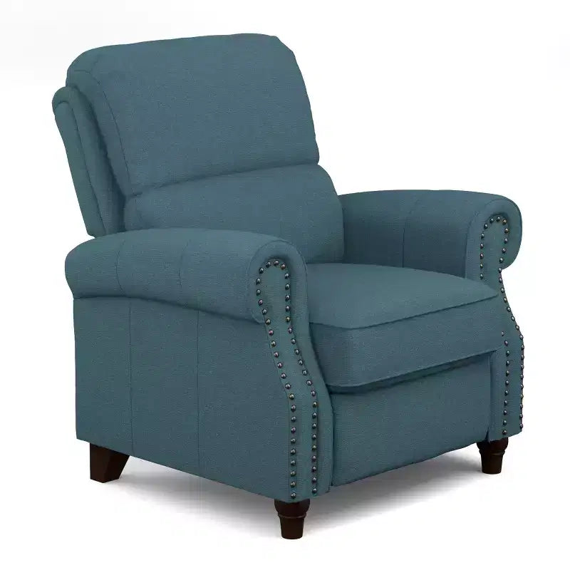 Sillón reclinable "push-back" gris paloma/azul para 1 persona
