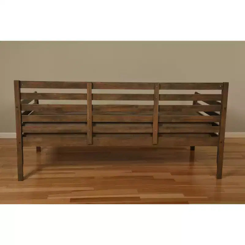 Base de cama individual White / Rustic Walnut / Barbados, se convierte en matrimonial, cabe 1
